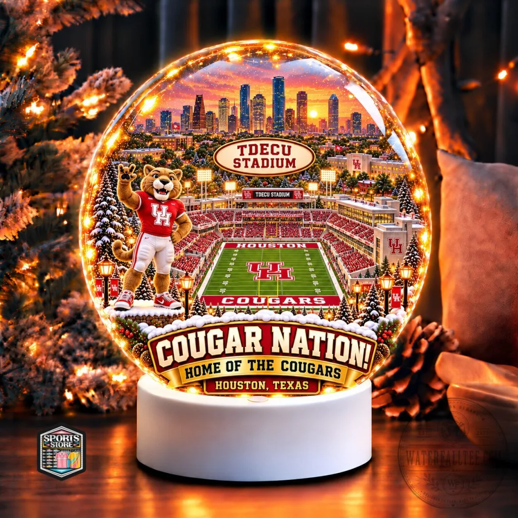 Houston Cougars TDECU Stadium Cougar Nation Home of the Cougars Snow Globe Houston Cougars TDECU Stadium Cougar Nation Home of the Cougars Snow Globe