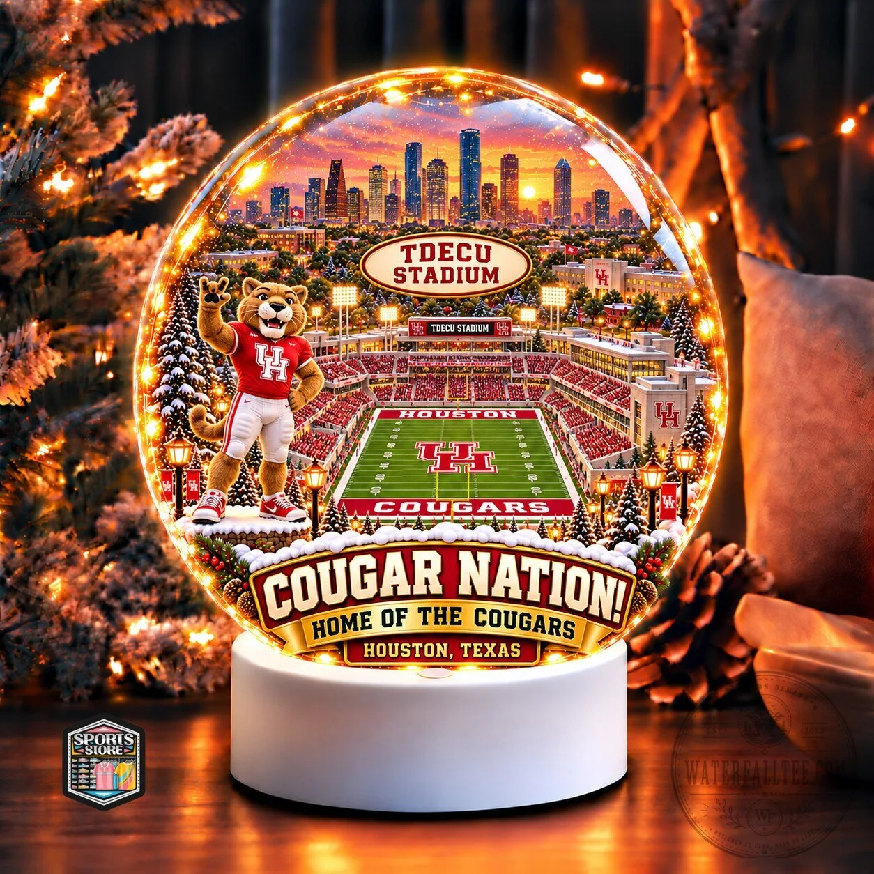 Houston Cougars TDECU Stadium Cougar Nation Home of the Cougars Snow Globe 3 Houston Cougars TDECU Stadium Cougar Nation Home of the Cougars Snow Globe