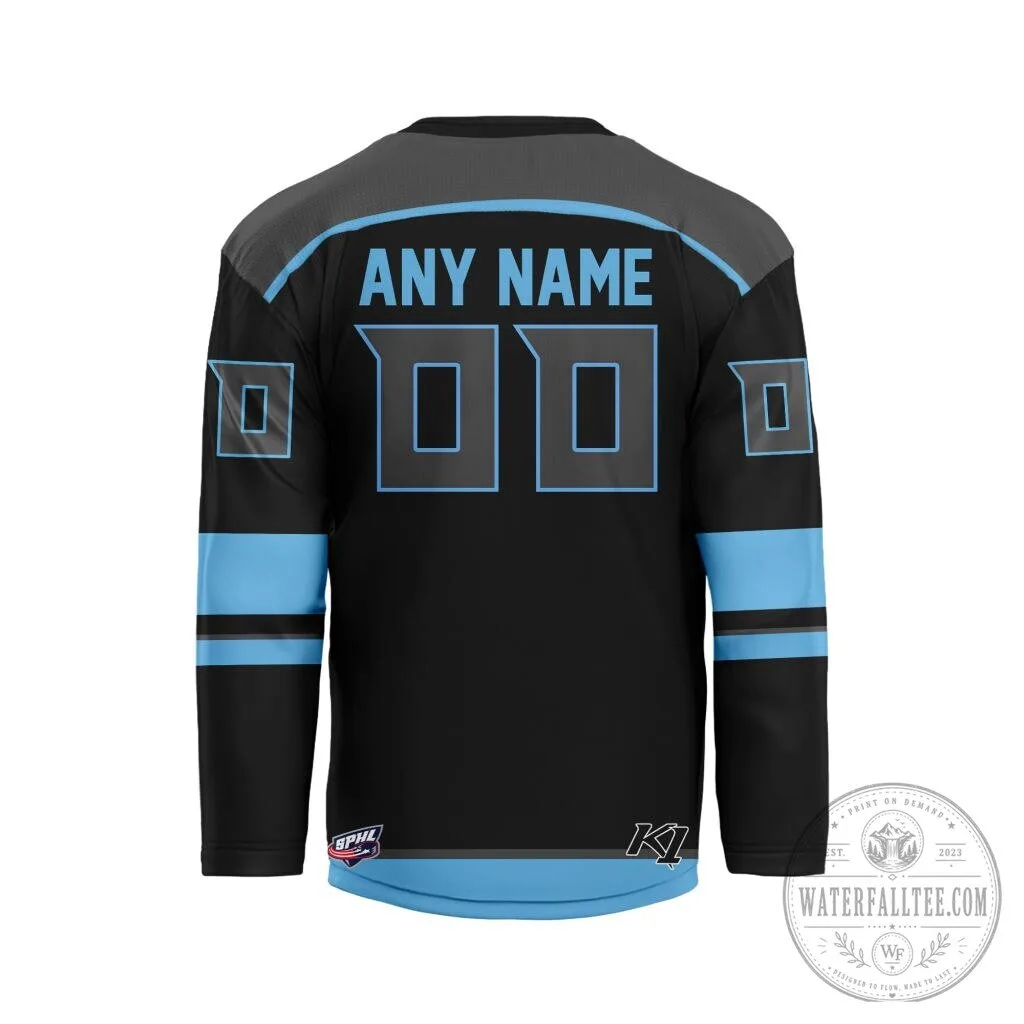 Macon Mayhem Personalized Blackout V-Neck Hockey Jersey 7 Macon Mayhem Personalized Blackout V-Neck Hockey Jersey