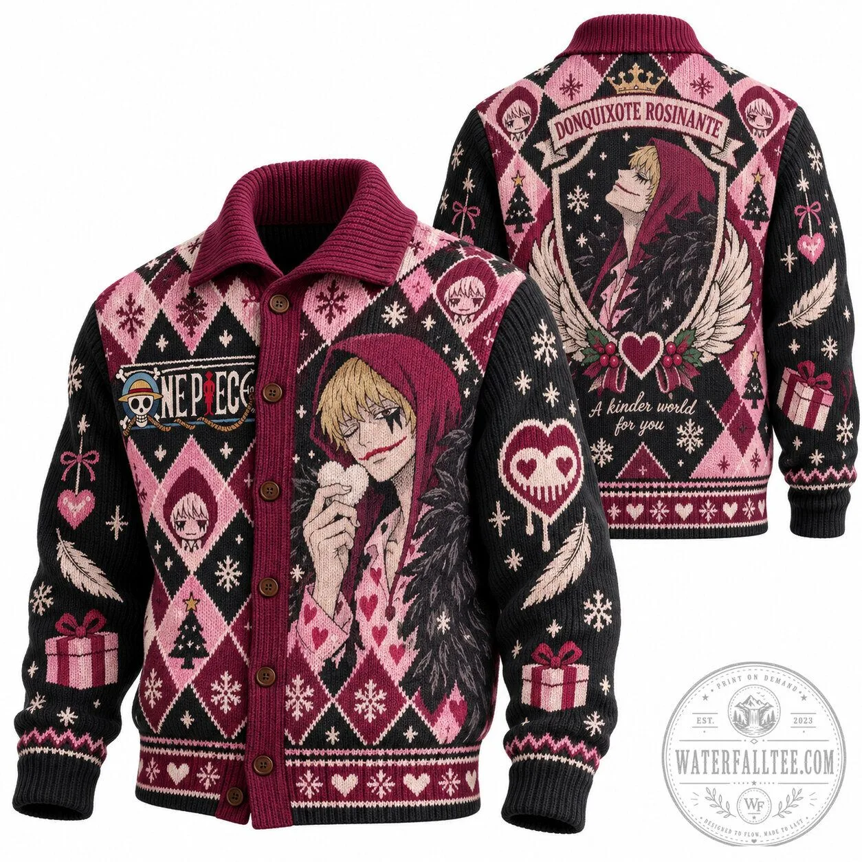 Donquixote Rosinante One Piece Anime Christmas Ugly Sweater Cardigan