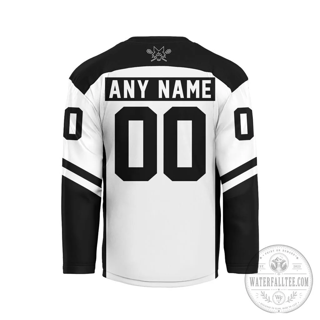 Las Vegas Desert Dogs Personalized White and Black Hockey Jersey 7 Las Vegas Desert Dogs Personalized White and Black Hockey Jersey