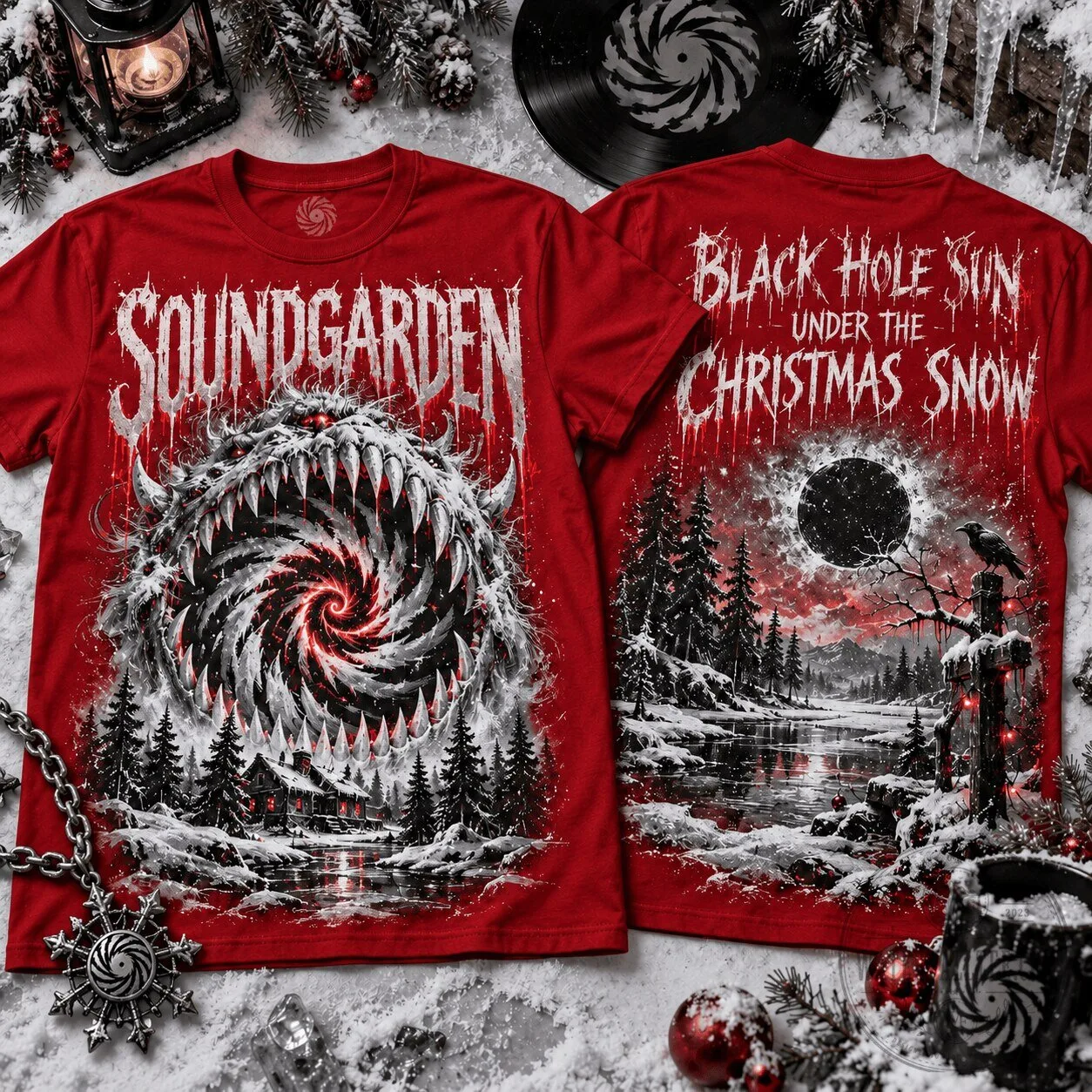Soundgarden Black Hole Sun Christmas Snow Graphic T-Shirt 2 Soundgarden Black Hole Sun Christmas Snow Graphic T-Shirt