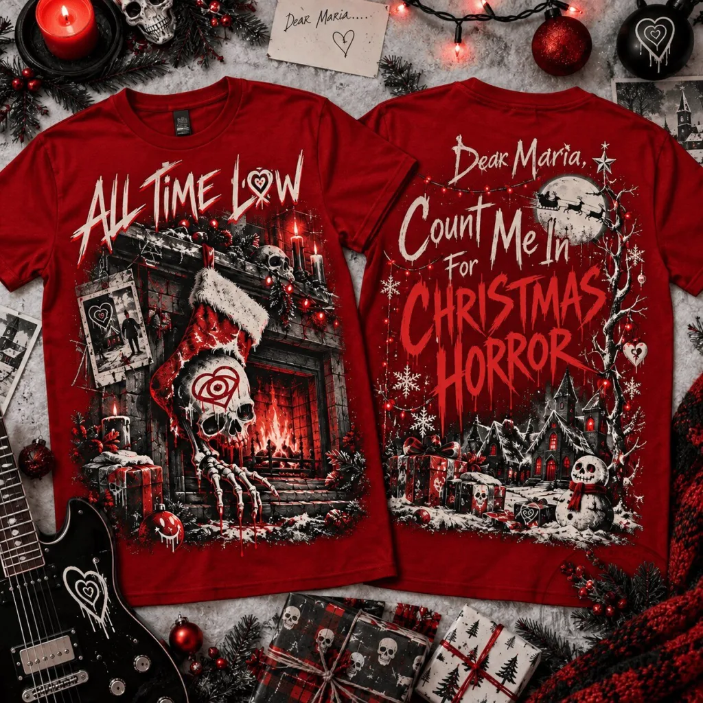 All Time Low Dear Maria Christmas Horror Graphic T-Shirt All Time Low Dear Maria Christmas Horror Graphic T-Shirt