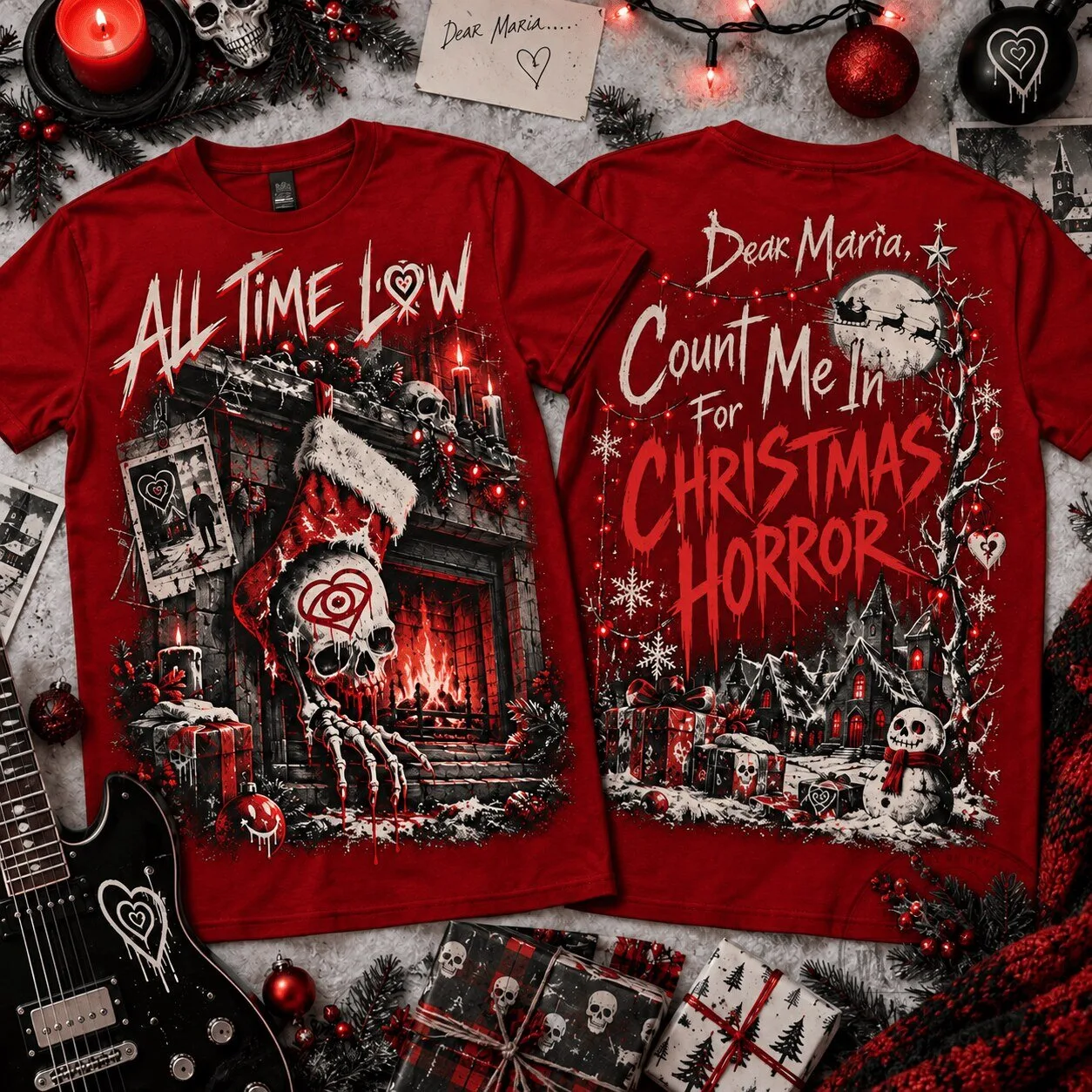 All Time Low Dear Maria Christmas Horror Graphic T-Shirt 1 All Time Low Dear Maria Christmas Horror Graphic T-Shirt