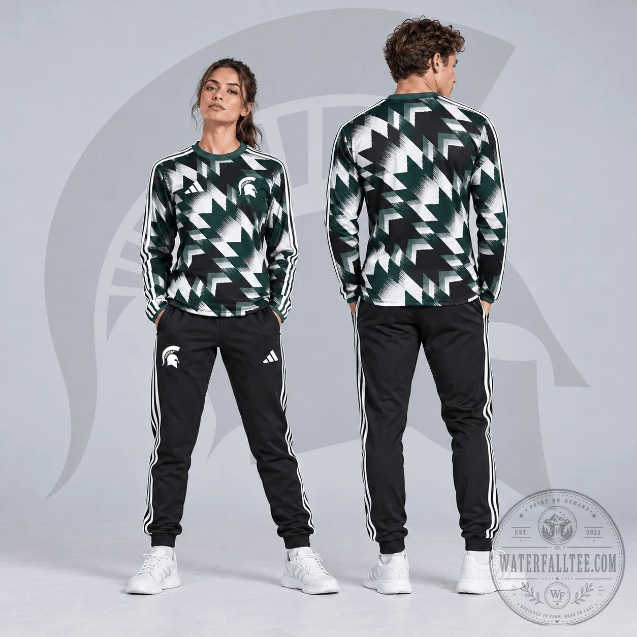 Michigan State Spartans Dynamic Geometric Long Sleeve Shirt
