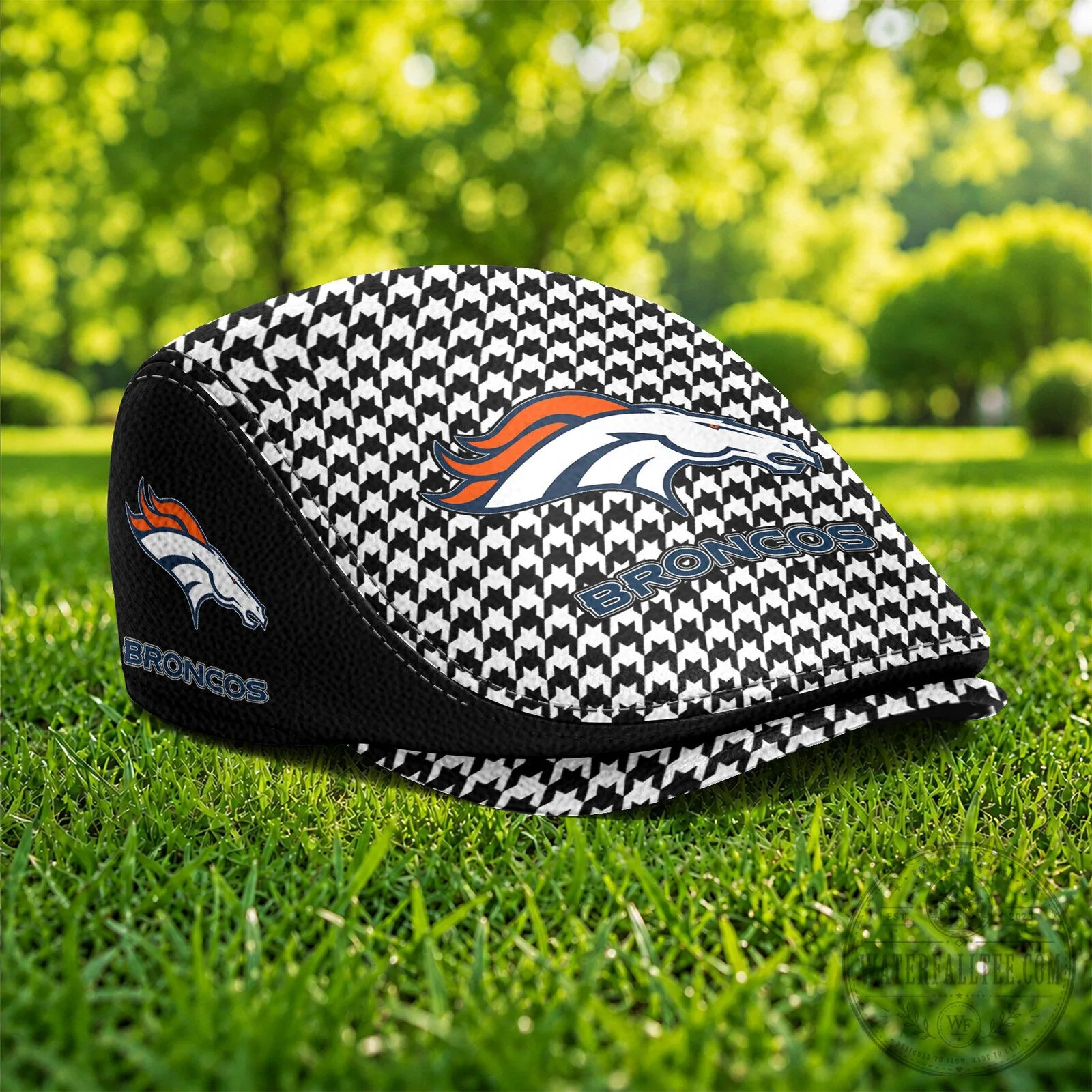 Denver Broncos Houndstooth Pattern NFL Football Team Flat Cap Hat 9 Denver Broncos Houndstooth Pattern NFL Football Team Flat Cap Hat