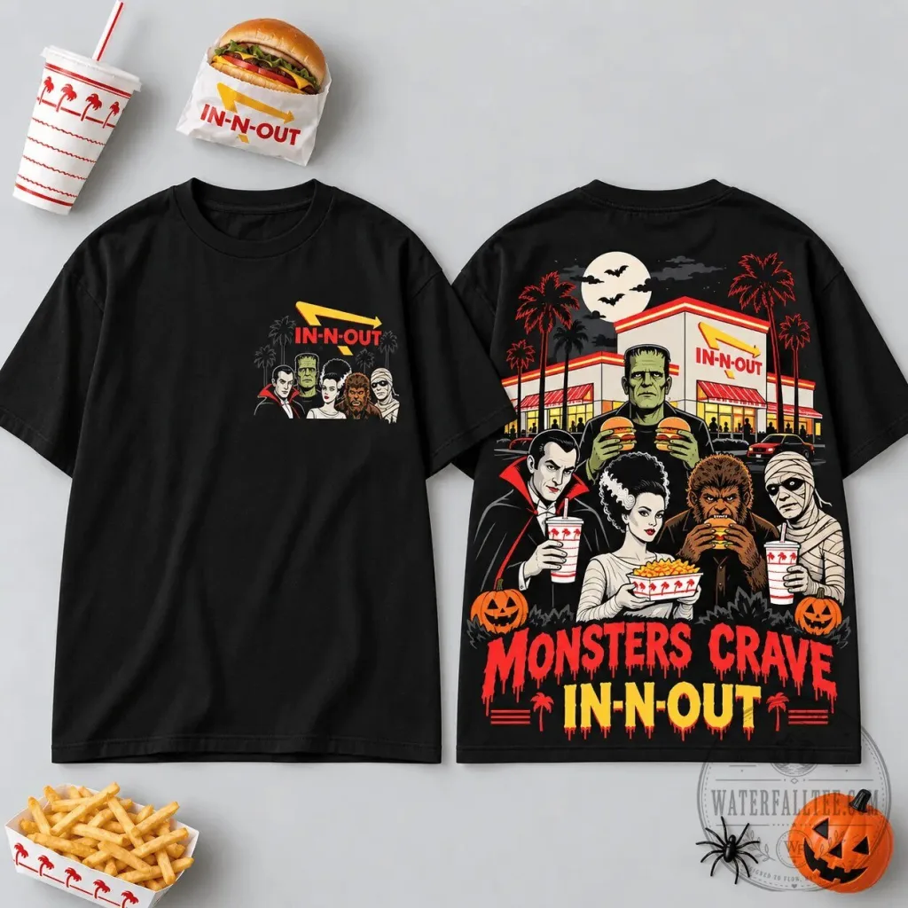 In-N-Out Classic Monsters Crave Burgers Halloween Graphic T-Shirt In-N-Out Classic Monsters Crave Burgers Halloween Graphic T-Shirt