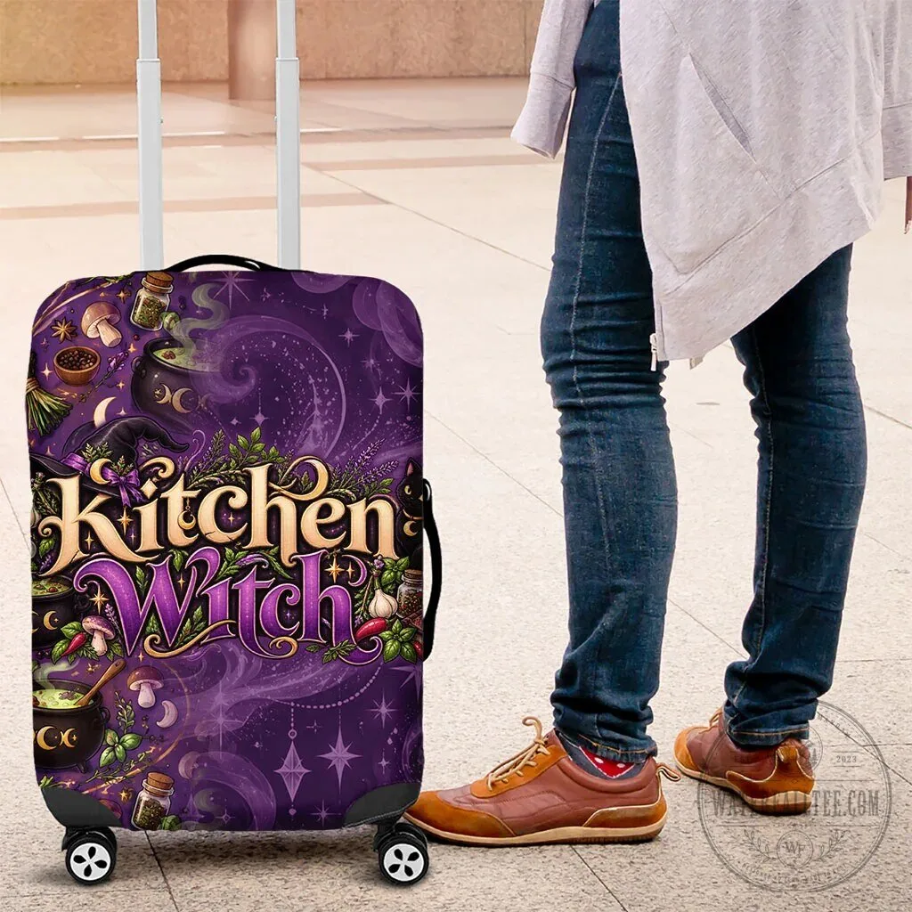 Kitchen Witch Mystical Magic Herb Cauldron Black Cat Luggage Cover