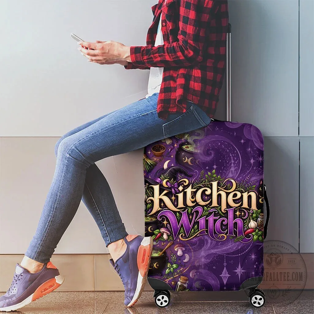 Kitchen Witch Mystical Magic Herb Cauldron Black Cat Luggage Cover 5 Kitchen Witch Mystical Magic Herb Cauldron Black Cat Luggage Cover