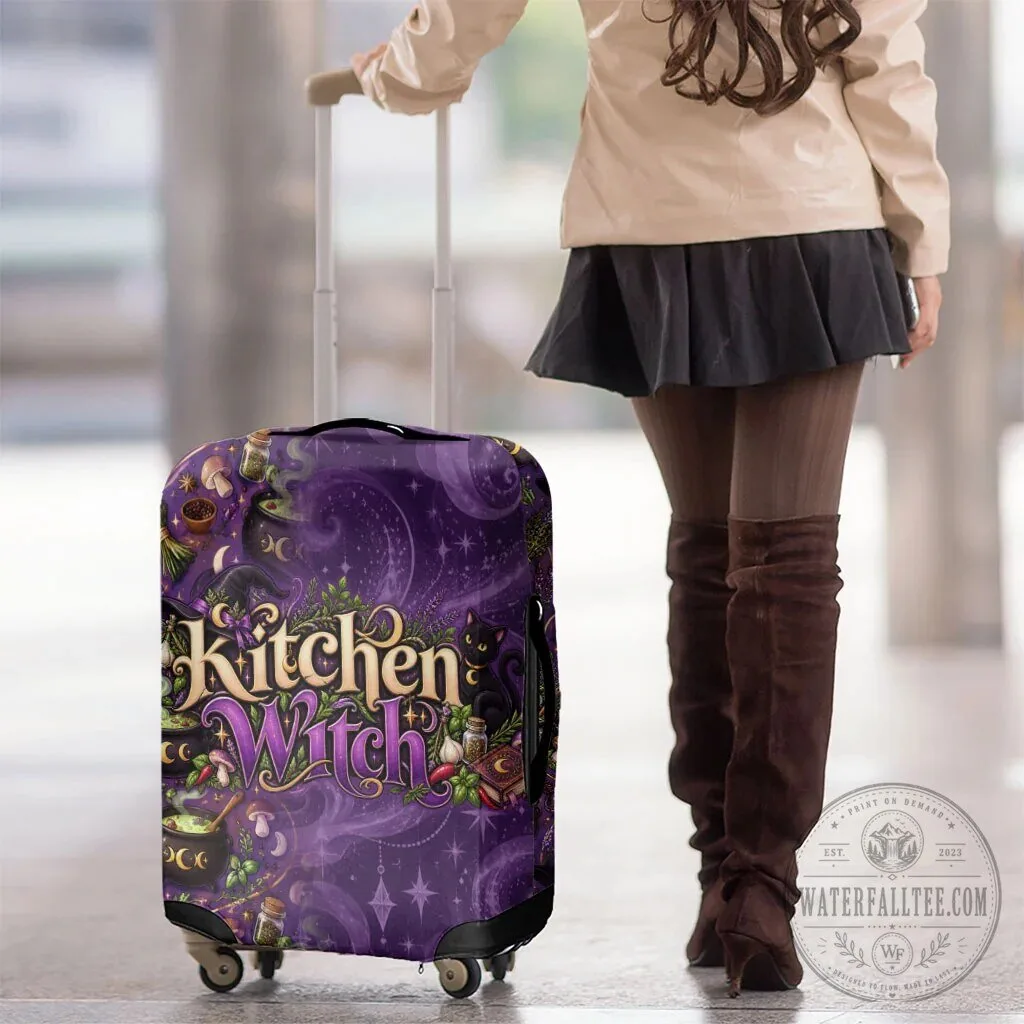 Kitchen Witch Mystical Magic Herb Cauldron Black Cat Luggage Cover 6 Kitchen Witch Mystical Magic Herb Cauldron Black Cat Luggage Cover