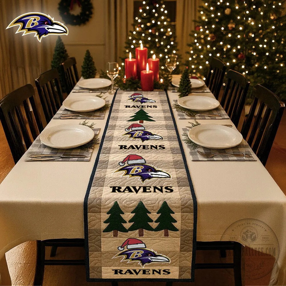 Baltimore Ravens Christmas Holiday Quilted Table Runner