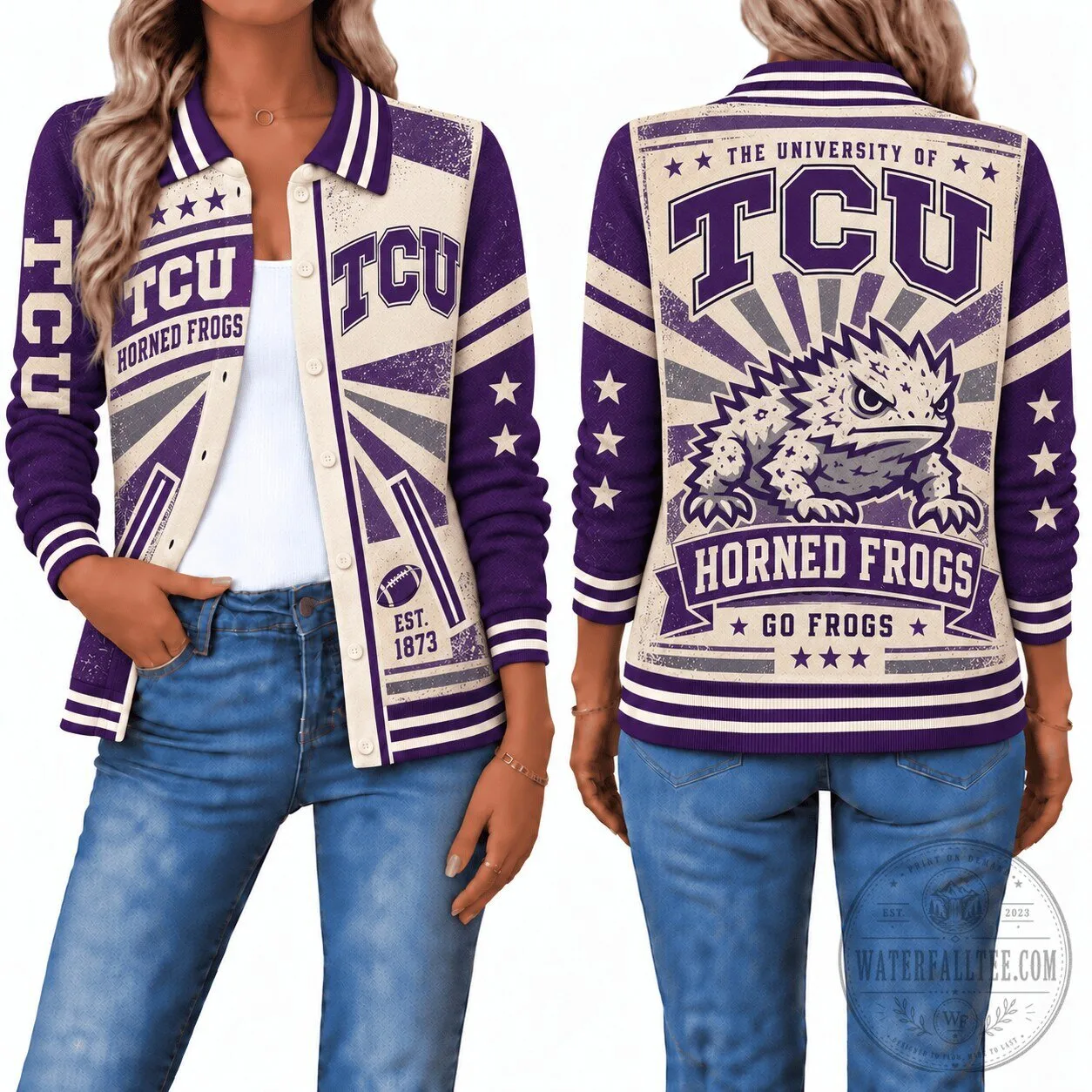 Texas Christian University Horned Frogs Vintage Style Women's Bomber Jacket