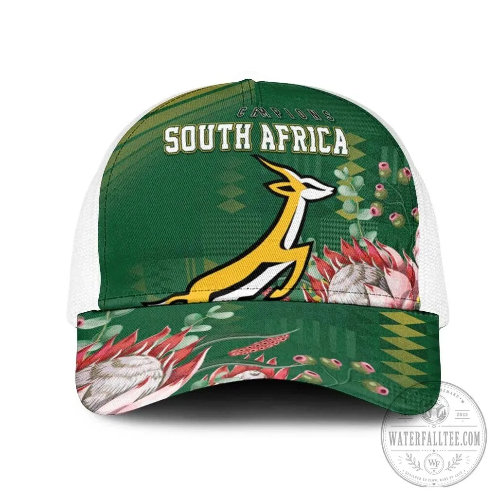 South Africa Rugby Springboks Champions Green Mesh Trucker Cap Hat