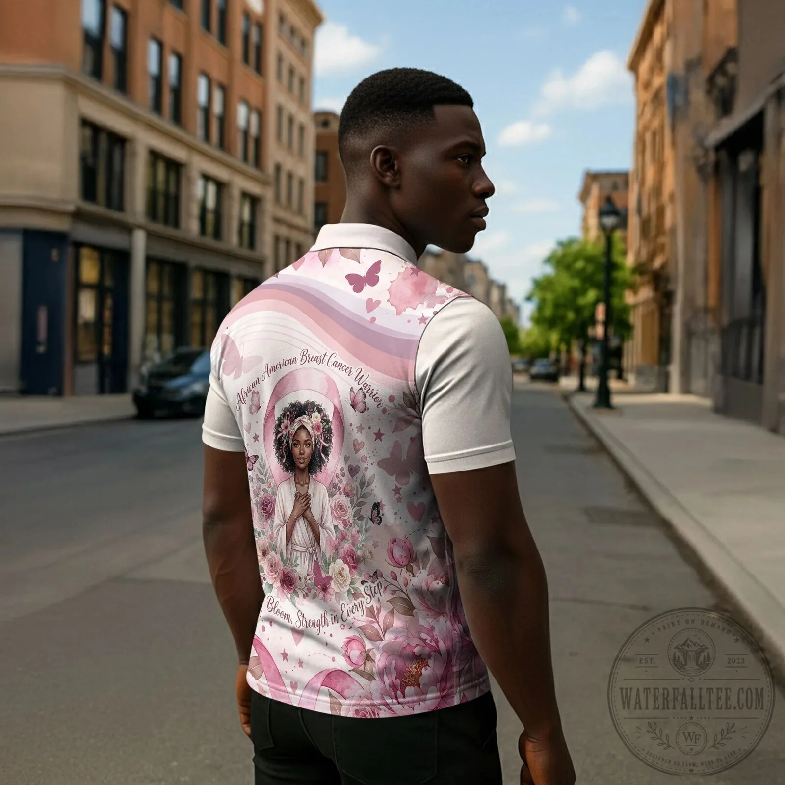 African American Breast Cancer Awareness Pink Ribbon Black Queen Polo Shirt 11 African American Breast Cancer Awareness Pink Ribbon Black Queen Polo Shirt