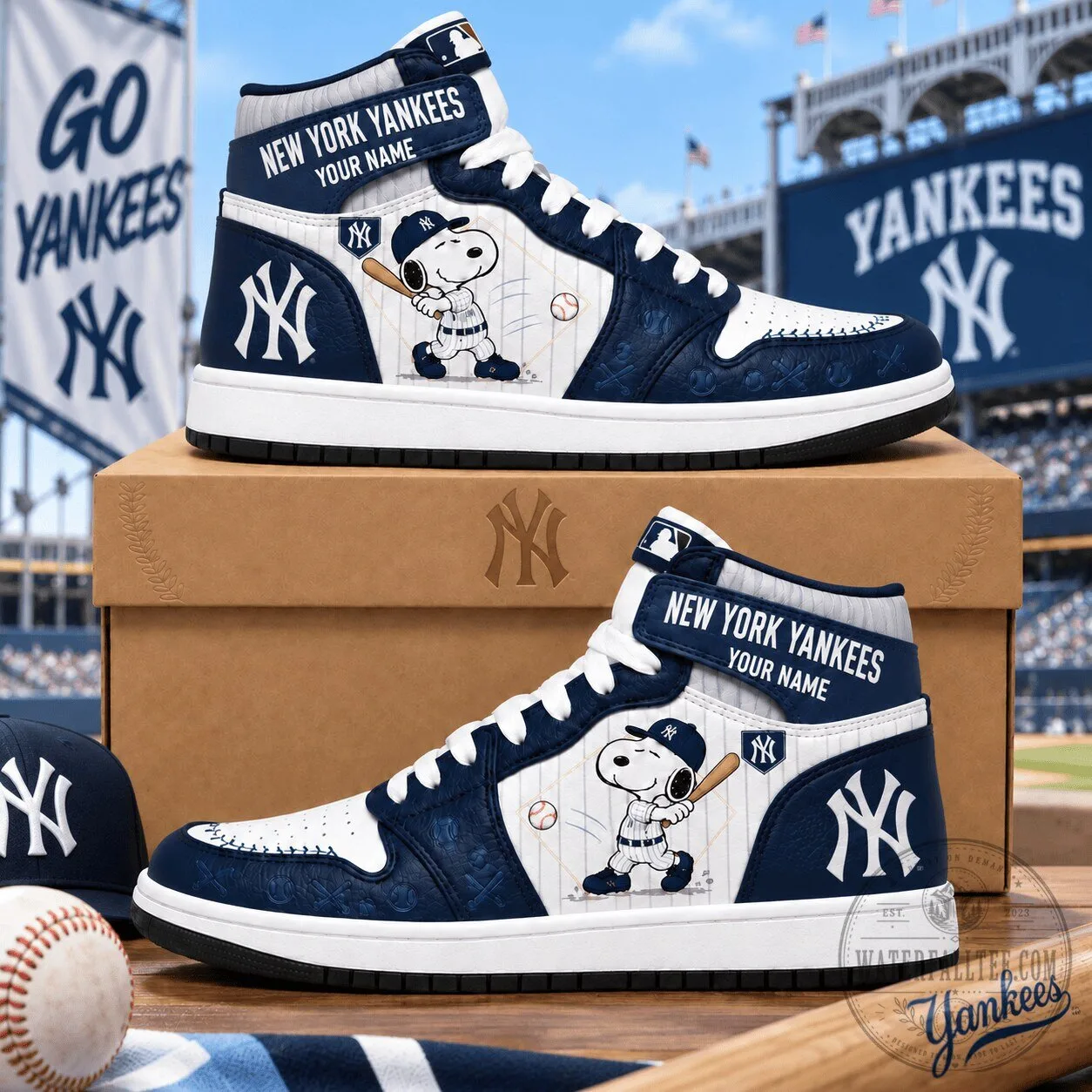 New York Yankees Snoopy Baseball High Top Sneakers Custom Name Shoes 1 New York Yankees Snoopy Baseball High Top Sneakers Custom Name Shoes