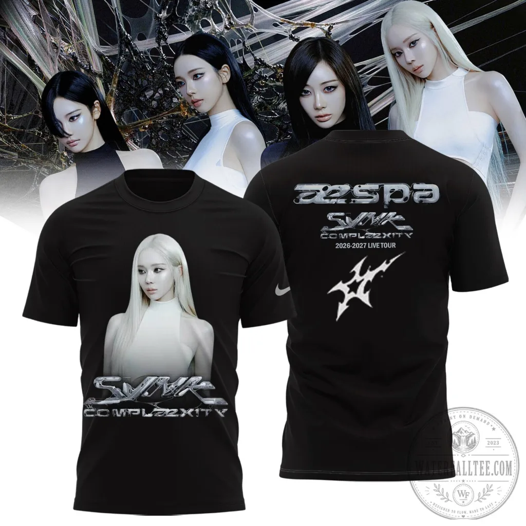AESPA SYNK COMPLEXITY 2026-2027 Live Tour K-Pop Concert Black T-Shirt AESPA SYNK COMPLEXITY 2026-2027 Live Tour K-Pop Concert Black T-Shirt