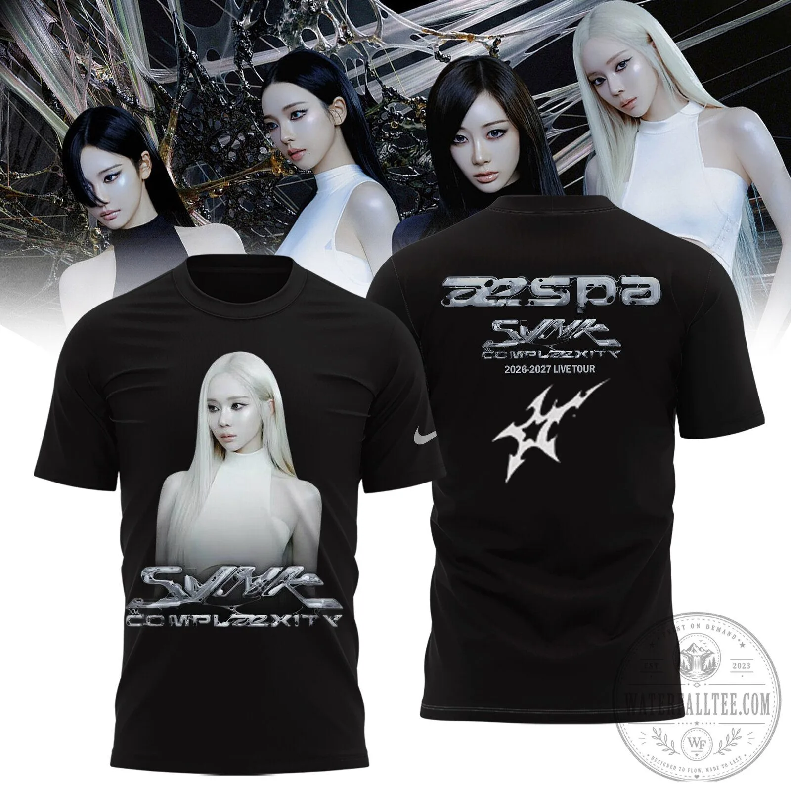 AESPA SYNK COMPLEXITY 2026-2027 Live Tour K-Pop Concert Black T-Shirt 3 AESPA SYNK COMPLEXITY 2026-2027 Live Tour K-Pop Concert Black T-Shirt