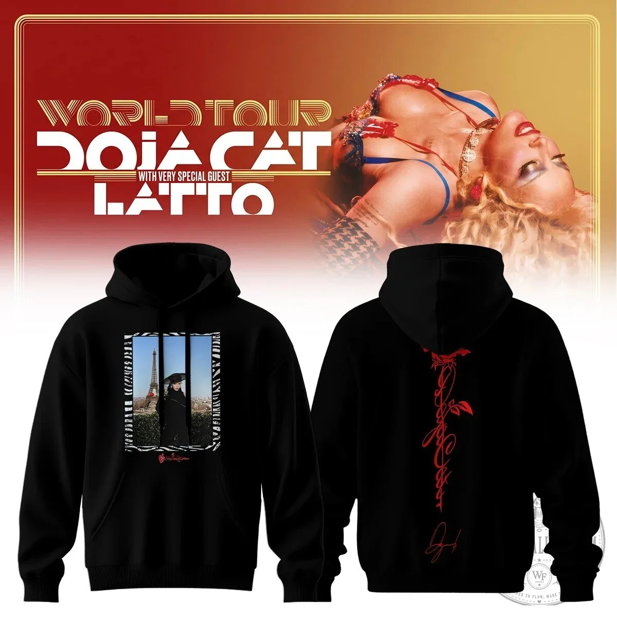 Doja Cat World Tour With Latto Concert Graphic Black Hoodie