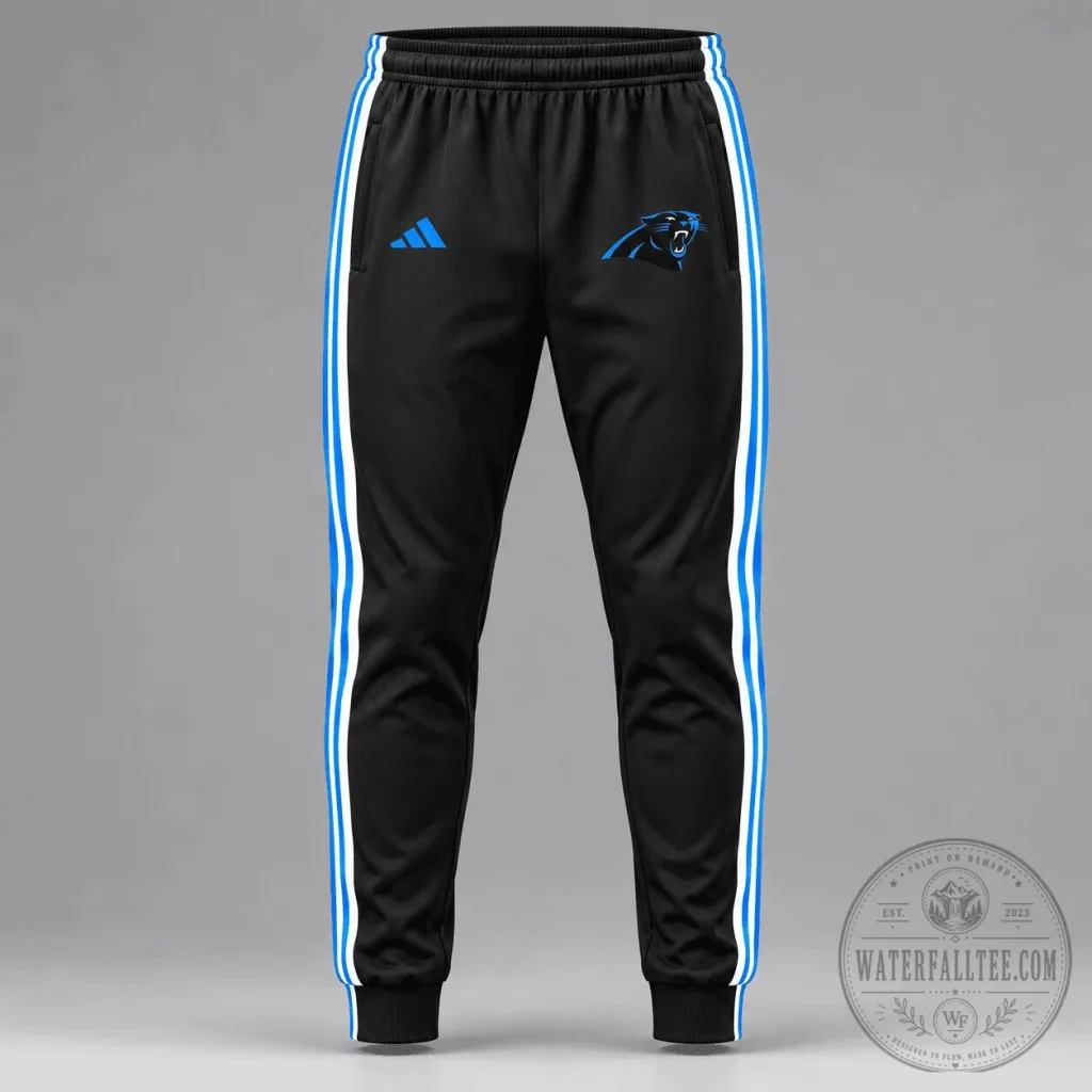 Carolina Panthers Football Team Logo Black Jogger Pants Carolina Panthers Football Team Logo Black Jogger Pants